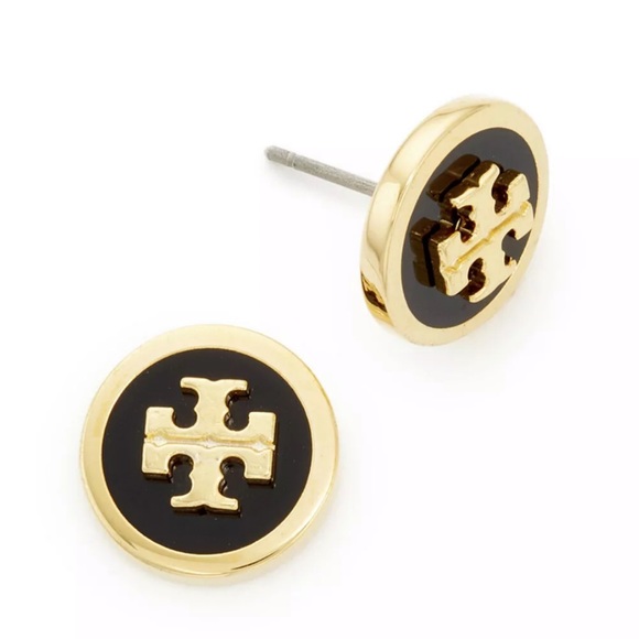 TORY BURCH • Enamel Raised Logo Earrings - Picture 4 of 7